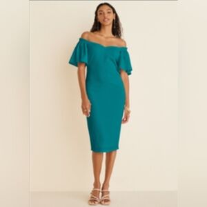 Elegant Off-Shoulder Teal Dress